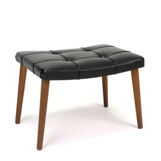 Vintage Danish pouf / ottoman with black skai