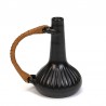 Black vintage small model vase with wicker handle