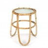 Vintage rattan plant table with glass top