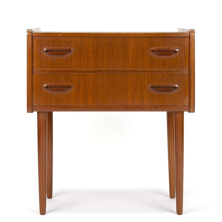 Deens teak vintage ladekastje met 2 lades