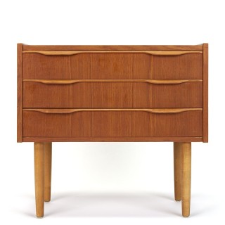 Teak Danish small chest of drawers with 3 drawers