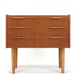 Teak Danish small chest of drawers with 3 drawers