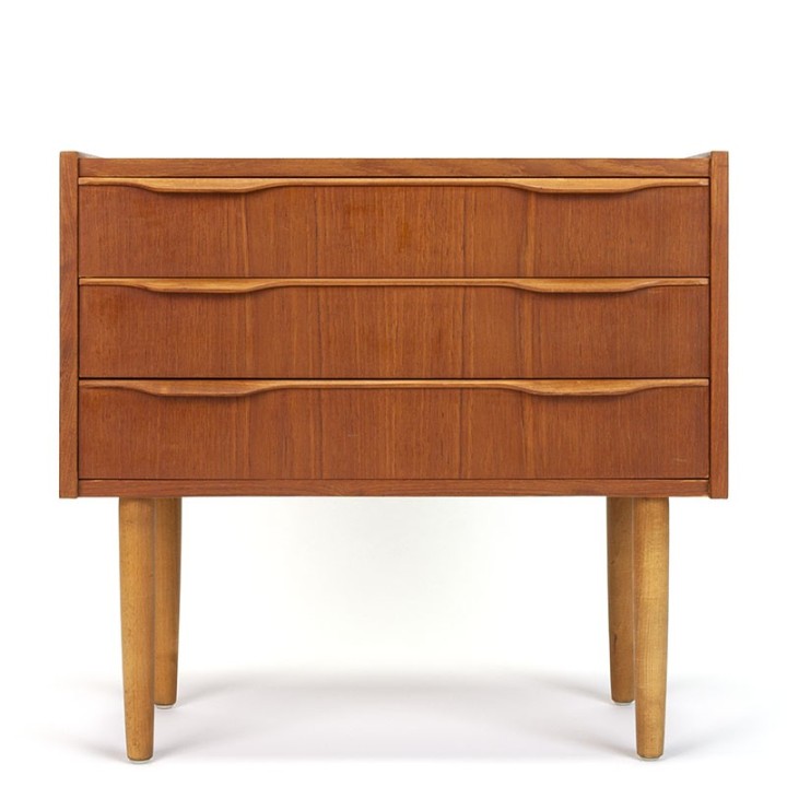 Teakhouten Deense kleine ladekast met 3 lades