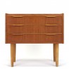 Teak Danish small chest of drawers with 3 drawers