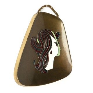 Brass vintage wall tile with silhouette small model