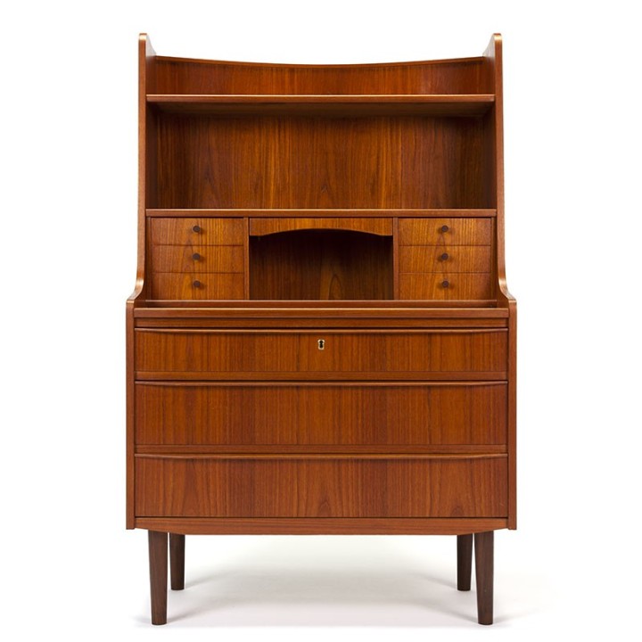 Vintage Deense secretaire met uitschuifbaar werkblad