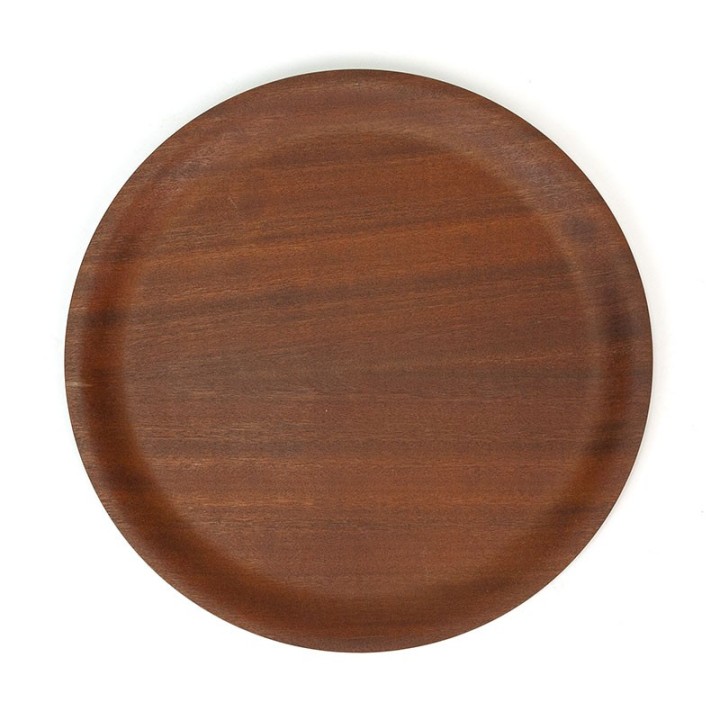 Rond vintage teak dienblad uit de jaren zestig