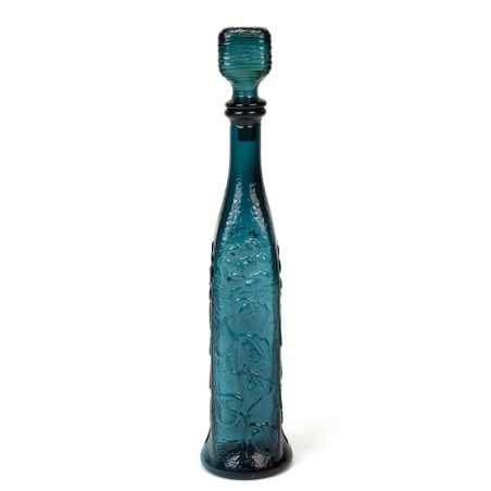Vintage blue glass bottle/carafe with stopper