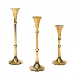 Set of 3 vintage Danish brass candlesticks