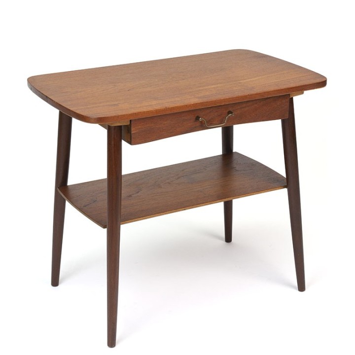 Danish teak vintage side table with small drawer