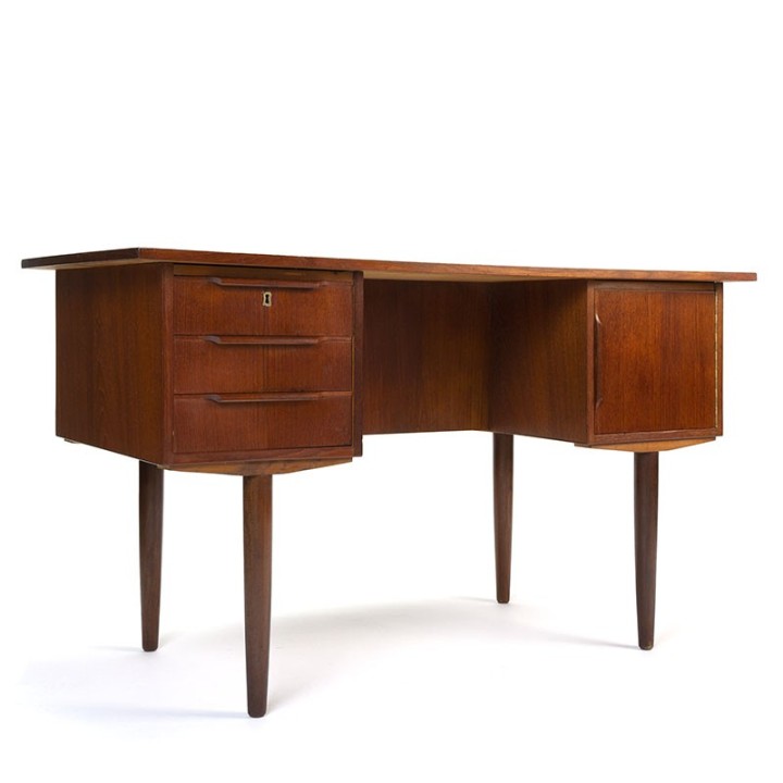 Danish teak vintage desk with round shapes