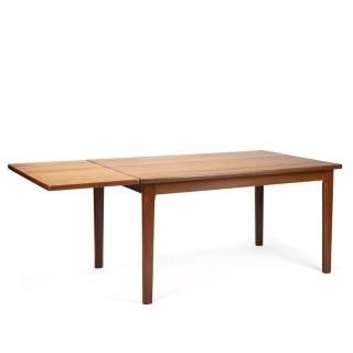 Deense vintage massief teakhouten eettafel met extra blad