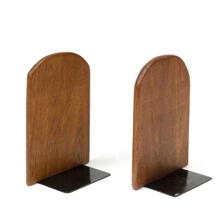 Geoliede eiken vintage boekensteunen