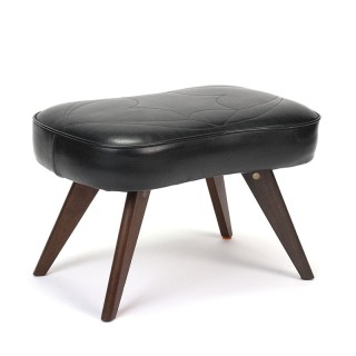 Danish vintage pouf / hocker with slanted teak legs