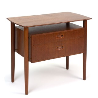 Danish vintage small cabinet with 2 drawers and brass details