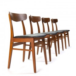 Set van 4 Deense vintage mid-century eettafel stoelen
