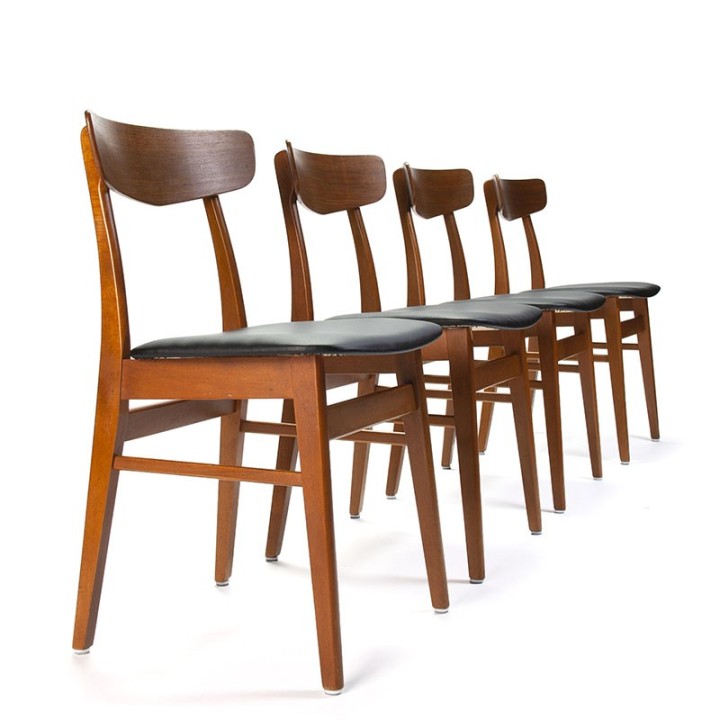Set van 4 Deense vintage mid-century eettafel stoelen