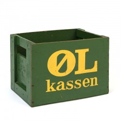 Danish vintage green / yellow small model crate