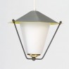 Fifties vintage hanging lamp with grey/yellow metal