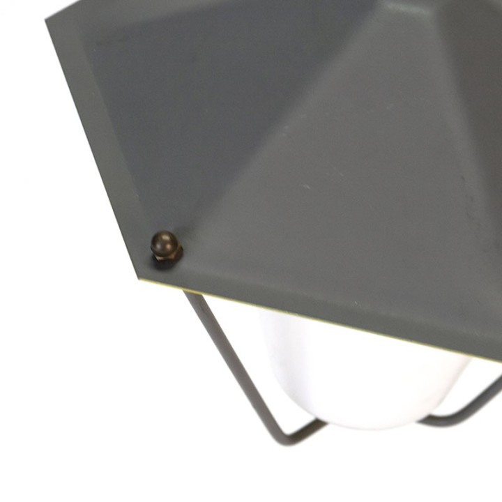 Jaren vijftig vintage hanglamp met grijs/ geel metaal