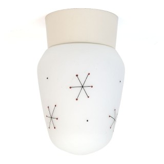 Vijftiger jaren vintage plafonnière van glas