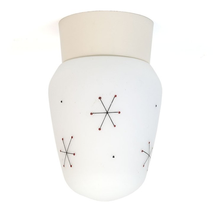 Vijftiger jaren vintage plafonnière van glas
