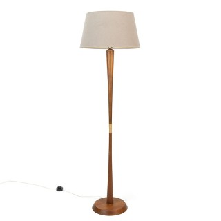 Danish vintage floor lamp in teak with wicker detail