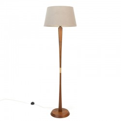 Deense vintage vloerlamp in teak met rieten detail