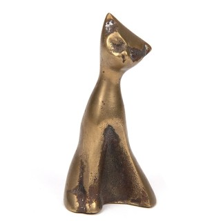 Brass miniature vintage sculpture of a cat