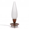 Teak vintage table lamp with milk glass