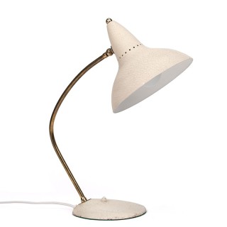 Fifties vintage table lamp cream color and brass