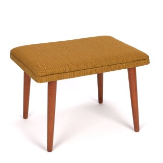 Deense vintage design poef/ hocker oker/groene stof