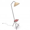 French vintage floor lamp with small table top and magazine rack