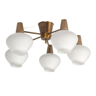 Mid-Century vintage design hanglamp met glazen kelken