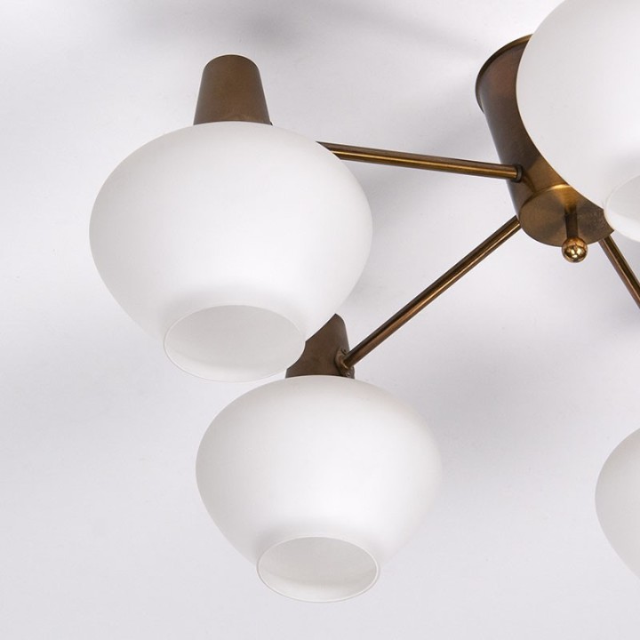 Mid-Century vintage design hanglamp met glazen kelken