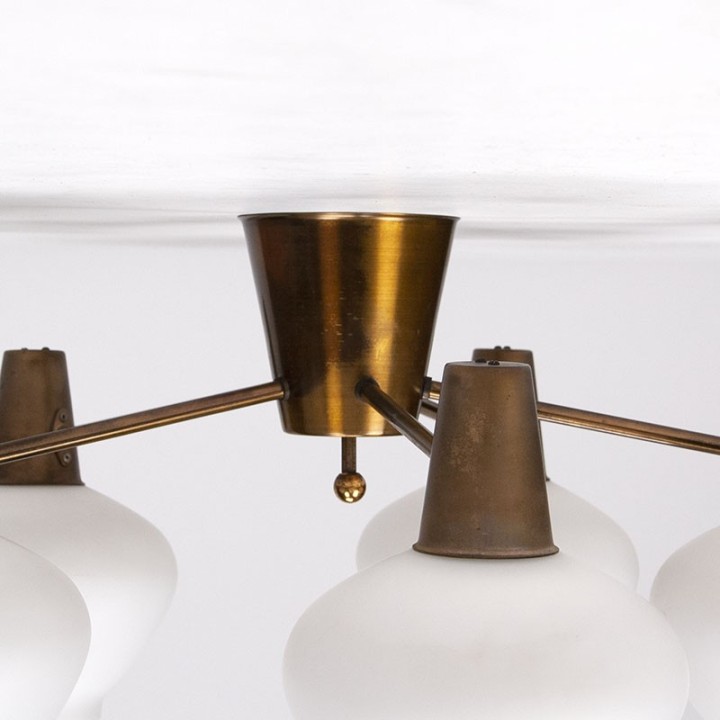 Mid-Century vintage design hanging lamp with glass chalices