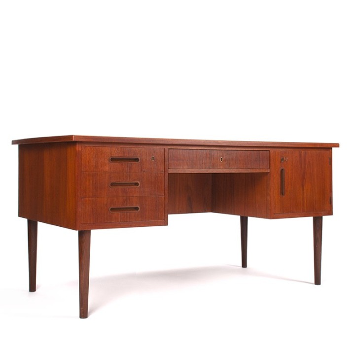 Teakhouten Deens vintage modern Mid-Century bureau
