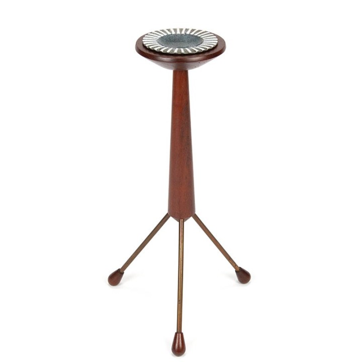 Danish teak vintage ashtray on tripod