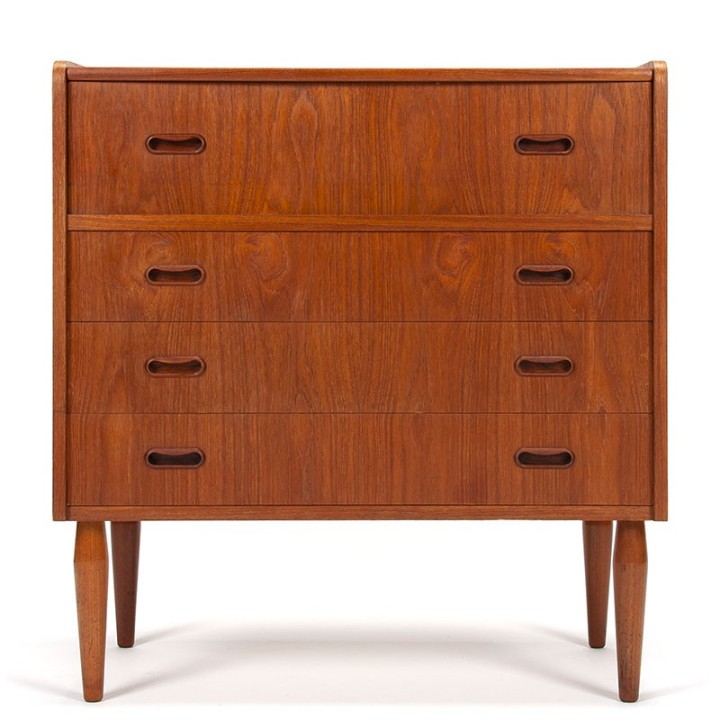 Vintage teakhouten ladekast en kaptafel in een meubel