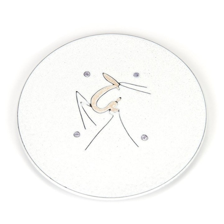 Aardewerken vintage gebak of sierschaal met hert