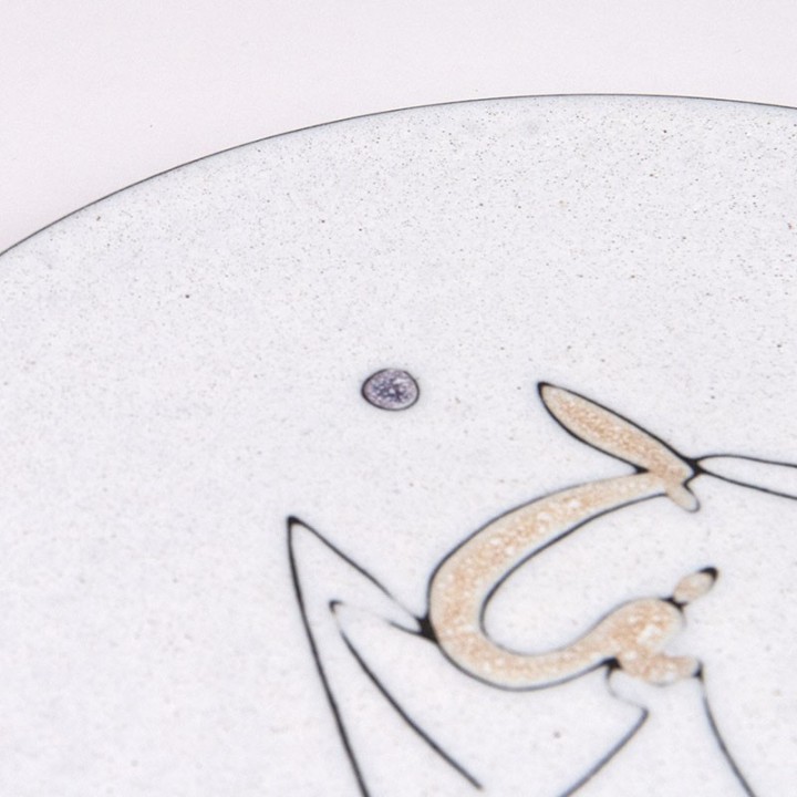 Aardewerken vintage gebak of sierschaal met hert