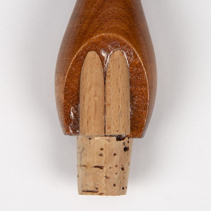 Deense vintage teakhouten handje als opener en kurk