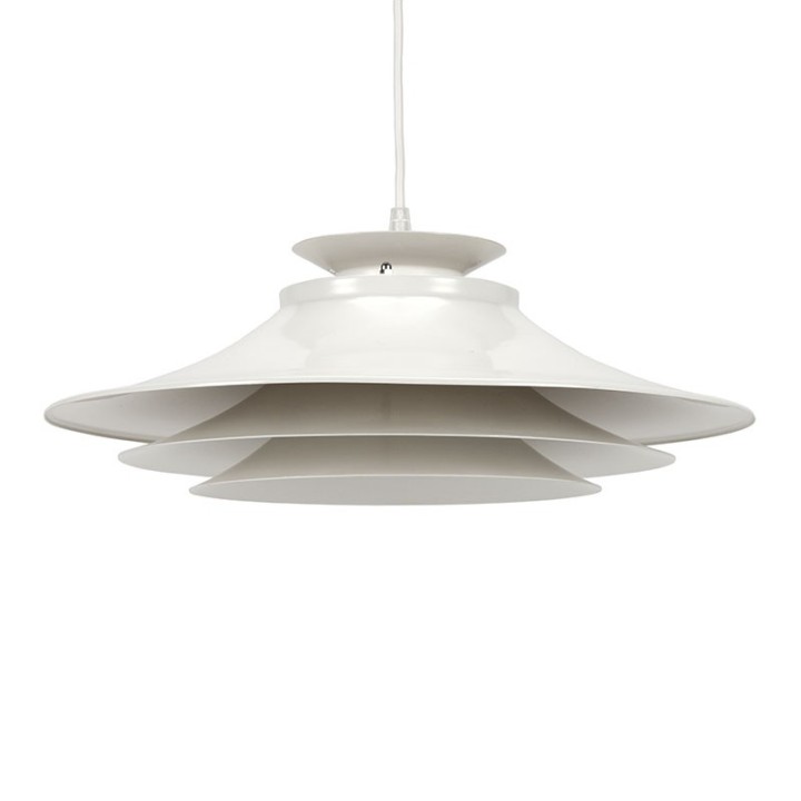 Danish white metal vintage hanging lamp