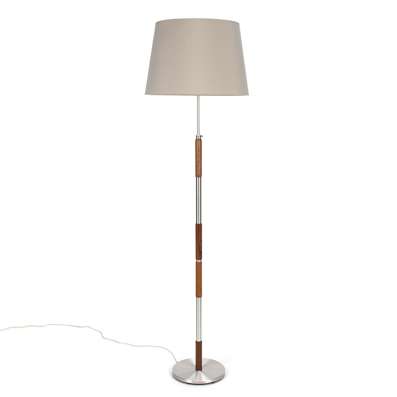 Deense vintage vloerlamp met aluminium en palissander voet