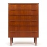 Teak vintage Danish chest of drawers with stylish handle