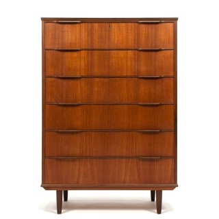 Grote Mid-Century Deense vintage ladekast in teak
