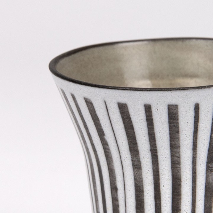 Vintage small ceramic flower pot or vase with stripes