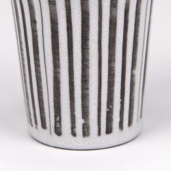 Vintage small ceramic flower pot or vase with stripes