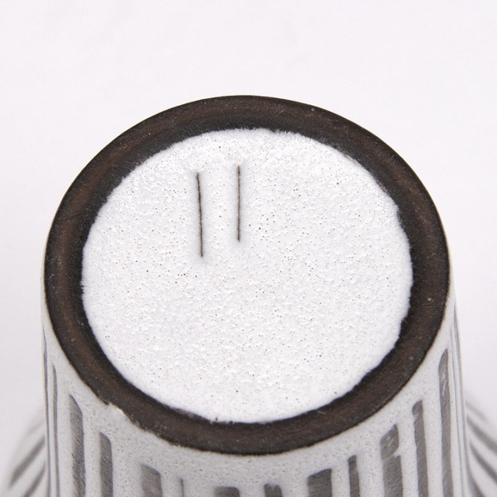 Vintage small ceramic flower pot or vase with stripes