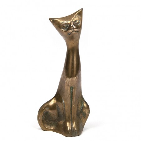 Brass sculpture of vintage cat